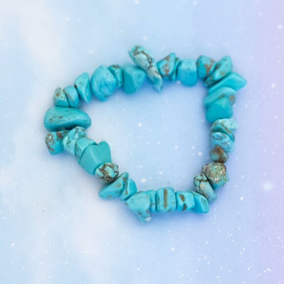 Vintage Mermaid Aquamarine Blue Stones Beaded Bracelet | 7 inch | J28 - Picture 1 of 3
